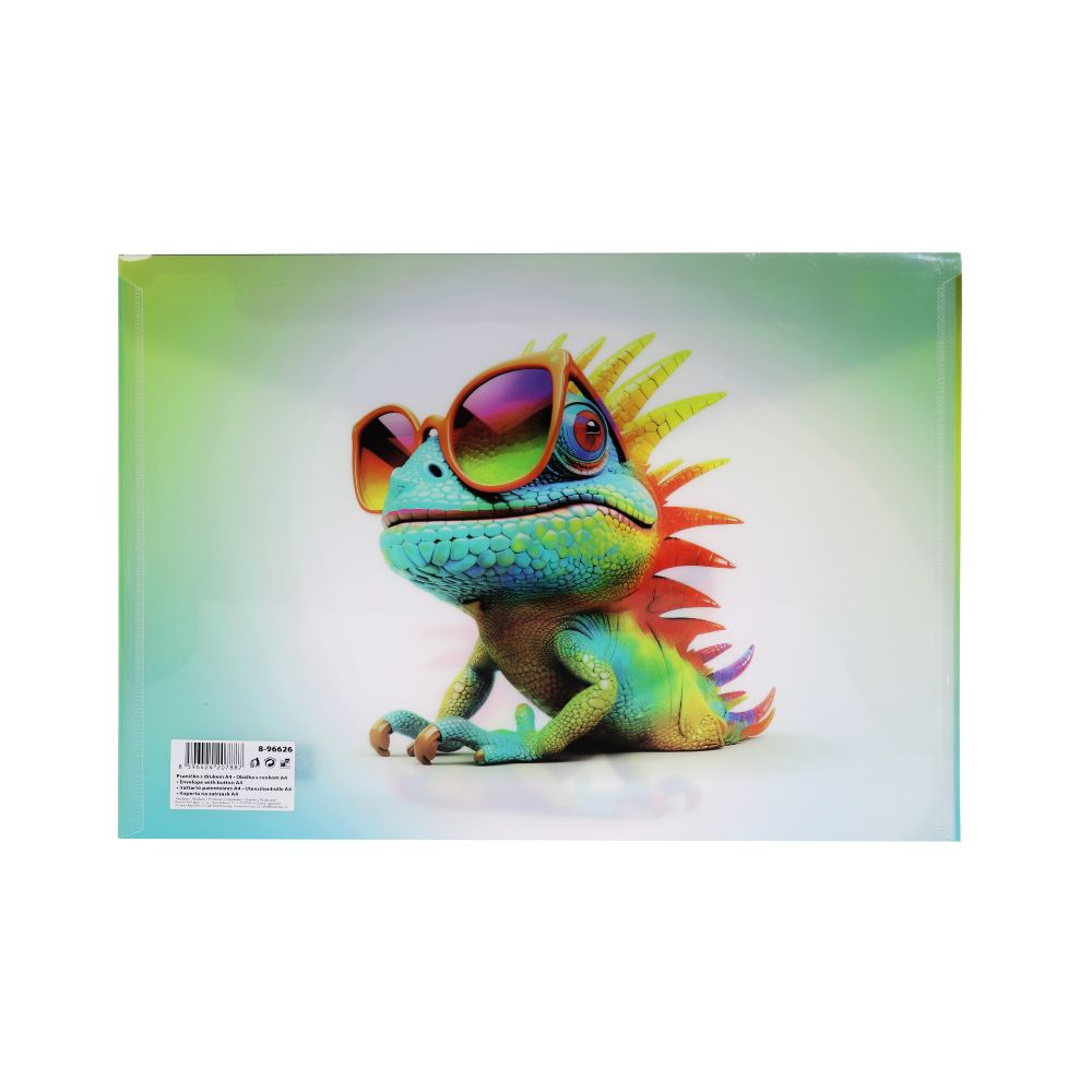 Psaníčko s drukem A4 s tiskem crazy animals chameleon
